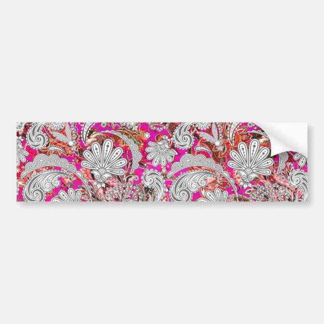 Pegatina Para Coche Patrones de paisajes rosa blanco (Frente)