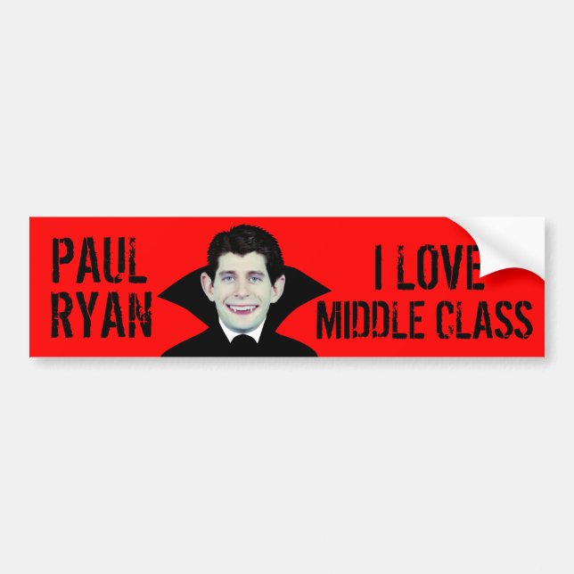 Pegatina Para Coche Paul Ryan ama la clase media (Frente)