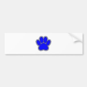 Pegatina Para Coche Paw De Perro En Azul Con Brotes