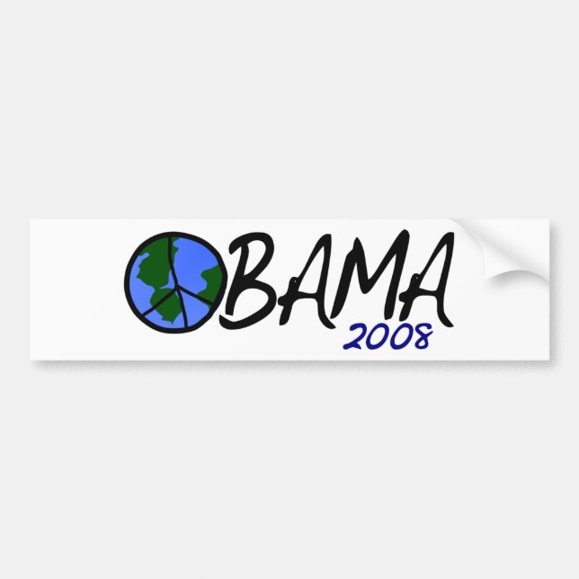 Pegatina Para Coche Paz 2008 de OBAMA (Frente)