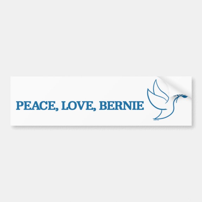 Pegatina Para Coche Paz. Amor. Bernie. (Frente)