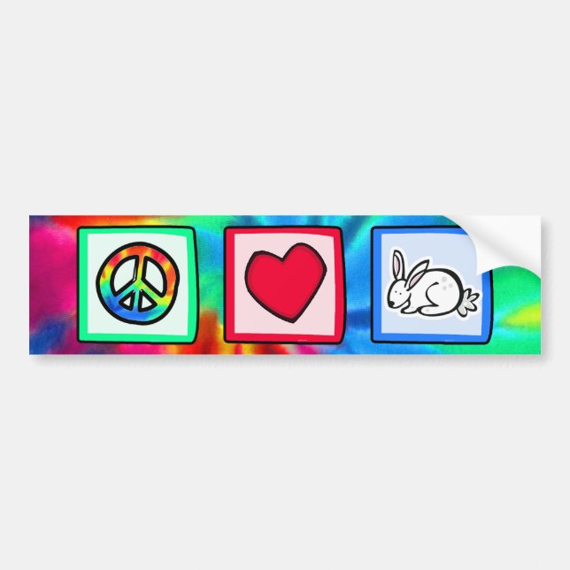 Pegatina Para Coche Paz, amor, conejos (Frente)