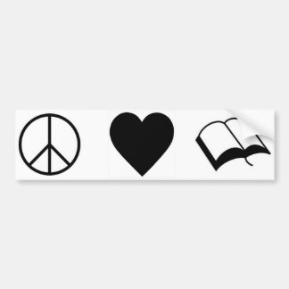 Pegatina Para Coche Paz, amor, libros/lectura