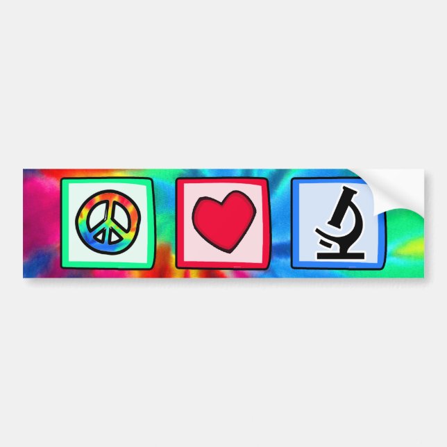 Pegatina Para Coche Paz, amor, microscopios (Frente)