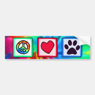 Pegatina Para Coche Paz, amor, perro; Pawprint