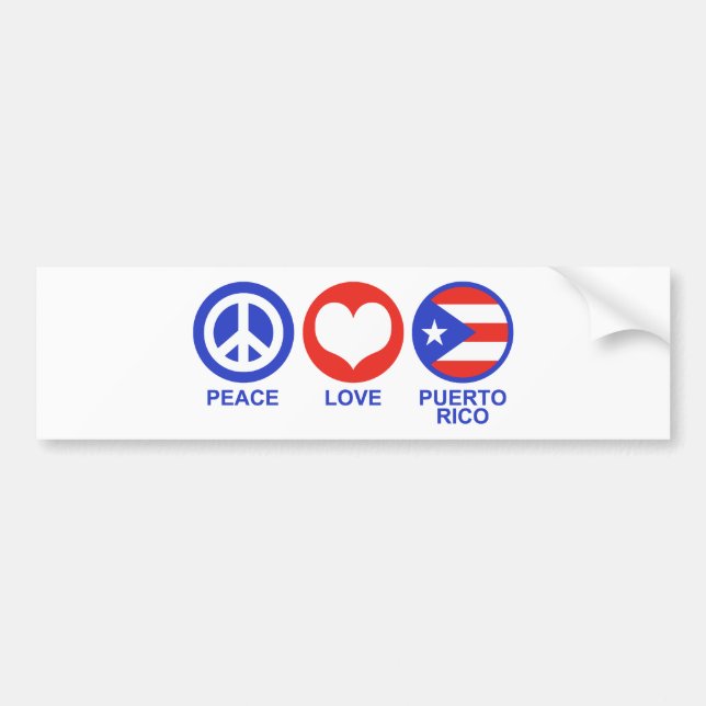 Pegatina Para Coche Paz Amor Puerto Rico (Frente)