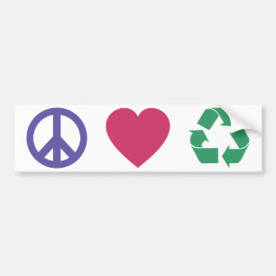 Pegatina Para Coche Paz, amor, reciclando