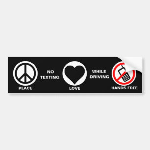 Pegatina Para Coche Paz/Amor/Sin Textos y Conducir