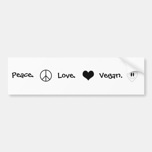 Pegatina Para Coche Paz, amor, vegano (Frente)