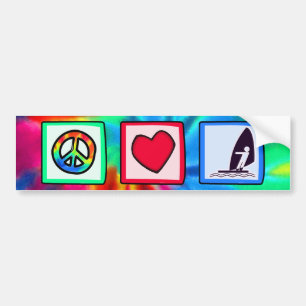 Pegatina Para Coche Paz, amor, Windsurfing