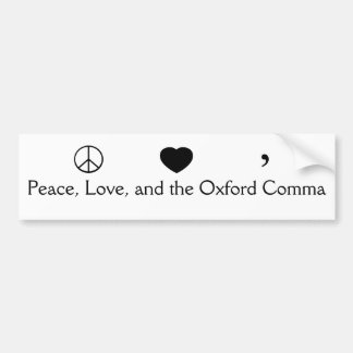 Pegatina Para Coche Paz, amor, y la coma de Oxford