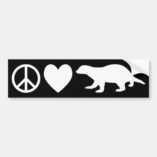 Pegatina Para Coche Paz, Amor y Tejones de Miel (Frente)