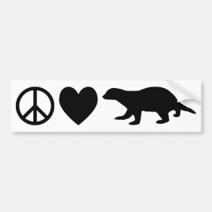 Pegatina Para Coche Paz, Amor y Tejones de Miel