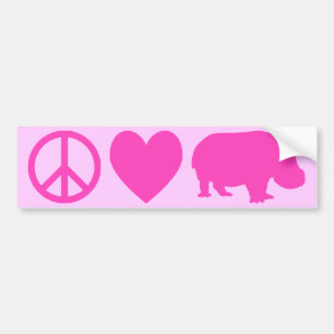 Pegatina Para Coche Paz Rosa Amor e Hipopótamos