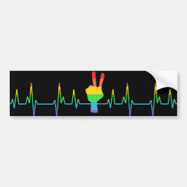Pegatina Para Coche Peace Gay Heartbeat LGBT