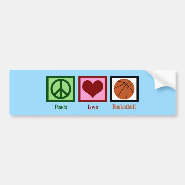 Pegatina Para Coche Peace Love Basketball Blue (Frente)