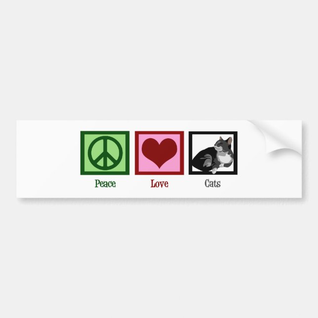 Pegatina Para Coche Peace Love Cats Cute (Frente)