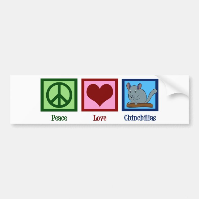 Pegatina Para Coche Peace Love Chinchillas (Frente)