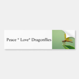 Pegatina Para Coche Peace Love Dragonflies Bumper Sticker