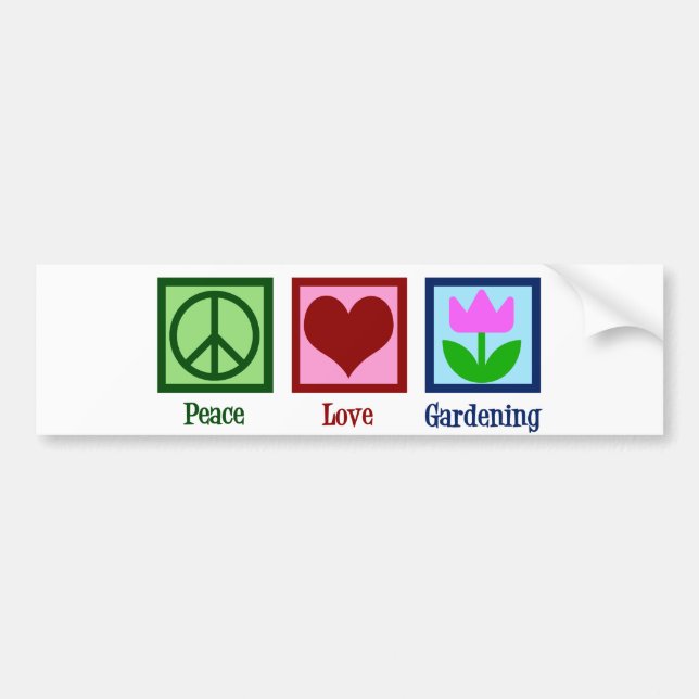 Pegatina Para Coche Peace Love Gardener Cute Gardener Tulip Flower (Frente)