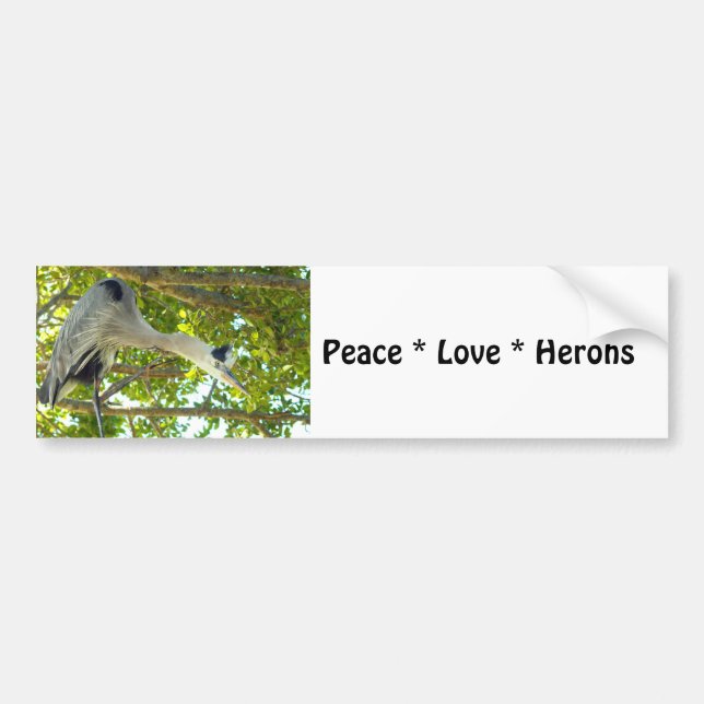 Pegatina Para Coche Peace Love Herons Bumper Sticker (Frente)