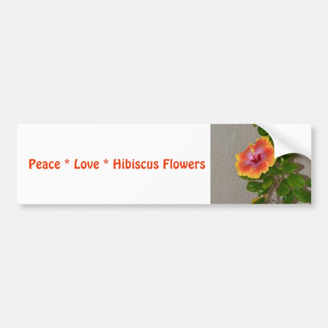 Pegatina Para Coche Peace Love Hibiscus flor Bumper Sticker (Frente)