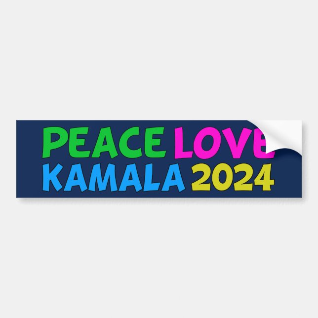 Pegatina Para Coche Peace Love Kamala Harris Cute Elecciones 2024 (Frente)