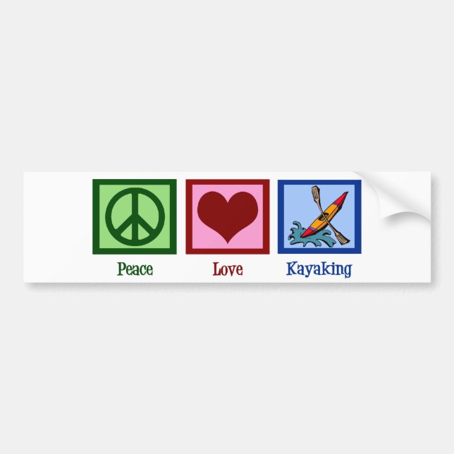 Pegatina Para Coche Peace Love Kayaking (Frente)