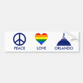 PEGATINA PARA COCHE PEACE LOVE ORLANDO
