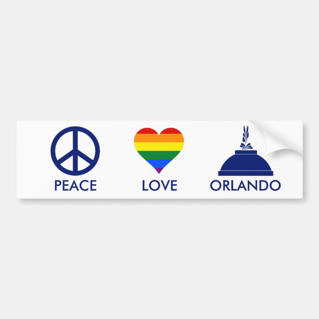 PEGATINA PARA COCHE PEACE LOVE ORLANDO (Frente)