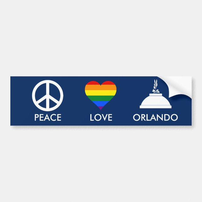 PEGATINA PARA COCHE PEACE LOVE ORLANDO (Frente)