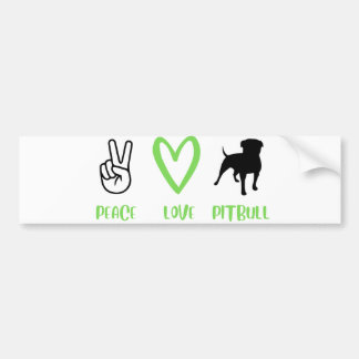 Pegatina Para Coche Peace Love Pitbull Bumper Sticker