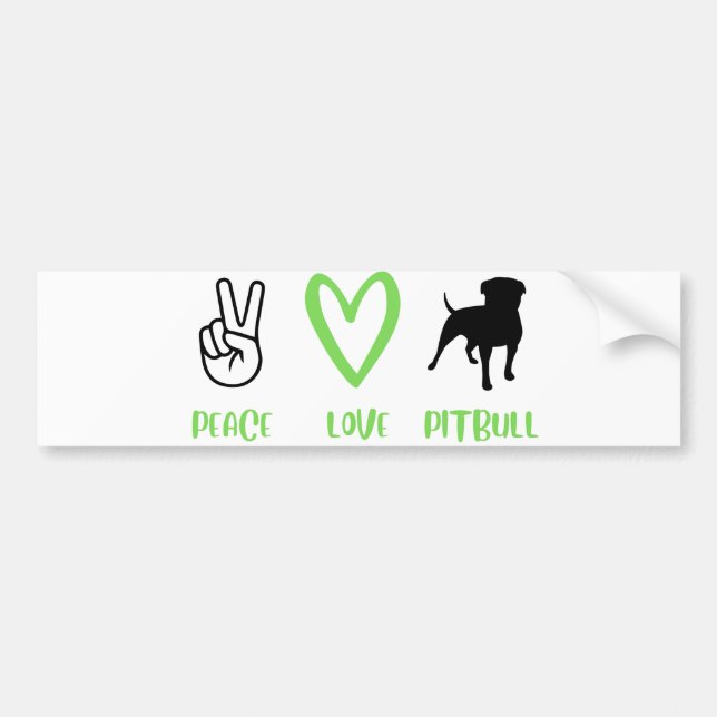 Pegatina Para Coche Peace Love Pitbull Bumper Sticker (Frente)