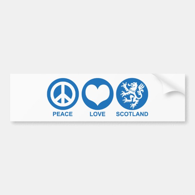 Pegatina Para Coche Peace Love Scotland (Frente)