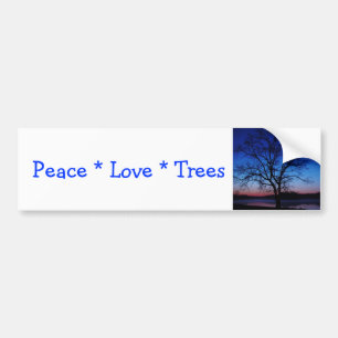 Pegatina Para Coche Peace Love Trees Bumper Sticker