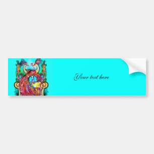 Pegatina Para Coche PEACOCKS EN AMOR MONOGRAMA azul turquesa rojo verd