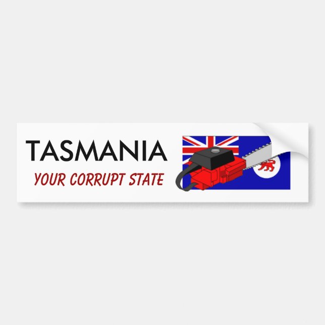 Pegatina Para Coche Pegatina: Tasmania su estado corrupto (Frente)