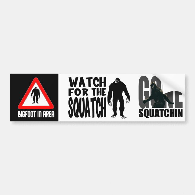 Pegatina Para Coche ¡Pegatinas de parachoques 3 en 1! Squatch o Bigfoo (Frente)