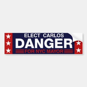 Pegatina Para Coche Peligro de Carlos para el alcalde de NYC