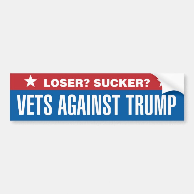 Pegatina Para Coche ¿Perdedor? ¿Sucker? Veteranos contra Trump (Frente)