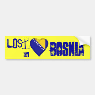Pegatina Para Coche Perdido en corazón de la bandera de Bosnia