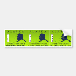 Pegatina Para Coche Permiso de la caza del zombi de Alaska