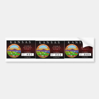 Pegatina Para Coche Permiso de la caza del zombi de Kansas