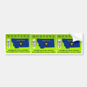 Pegatina Para Coche Permiso de la caza del zombi de Montana
