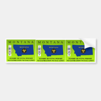 Pegatina Para Coche Permiso de la caza del zombi de Montana