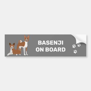 Pegatina Para Coche Perro Basenji a Bordo Rojo Blanco