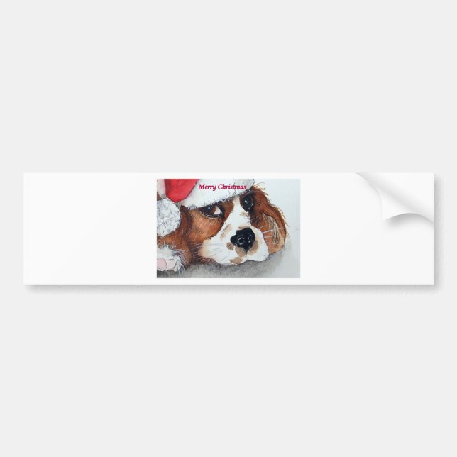 Pegatina Para Coche Perro cachorro navidad (Frente)