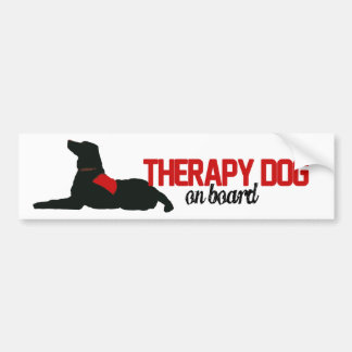 Pegatina Para Coche Perro (de la terapia) a bordo rojo