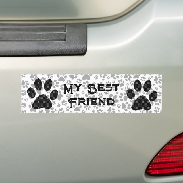 Pegatina Para Coche Perro Paws Black and White Polka (en coche)