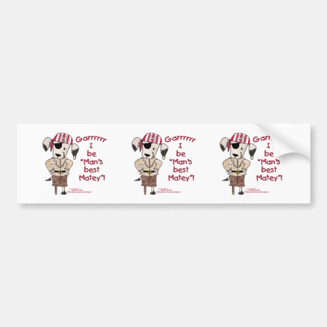 Pegatina Para Coche Perro pirata "¡Los hombres son los mejores Matey!" (Frente)